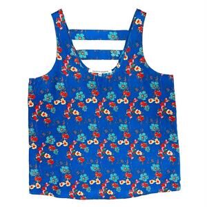Collective Concepts Clement Blue Floral Scoop Neck Sleeveless Top Size Medium
